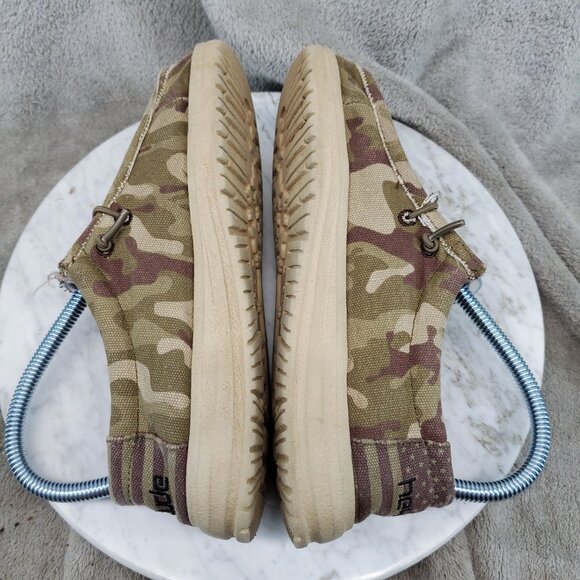 Hey Dude Boys Shoes Size 3 Green Camo Canvas Wally Youth Slip On Sneakers - Picture 6 of 11